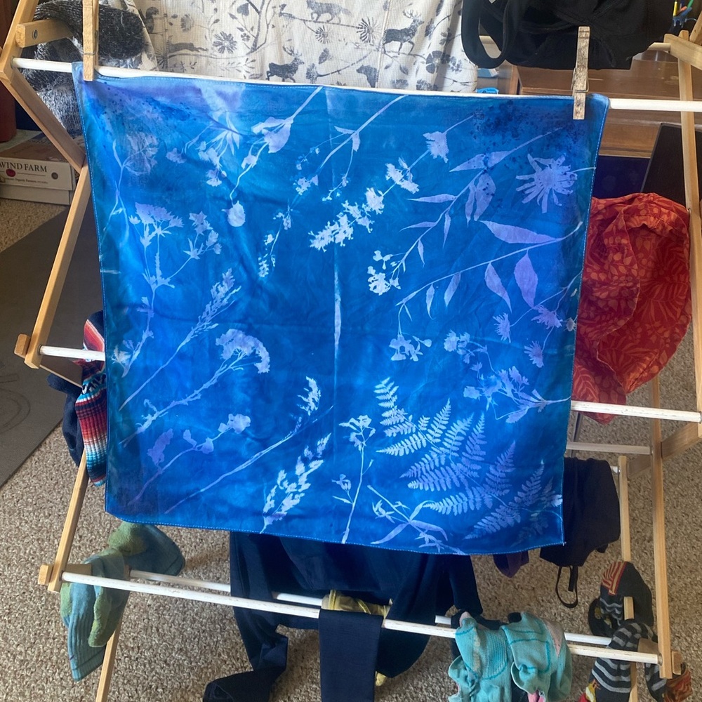 Handmade cyanotype bandana